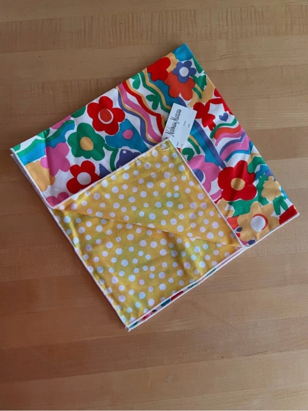 Neiman Marcus Colorful Floral & Polka Dot Reversible Napkins